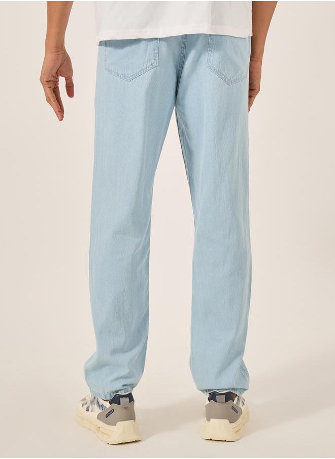 Styli Mid Rise Relaxed Fit Jeans with Drawstring  - Image 4