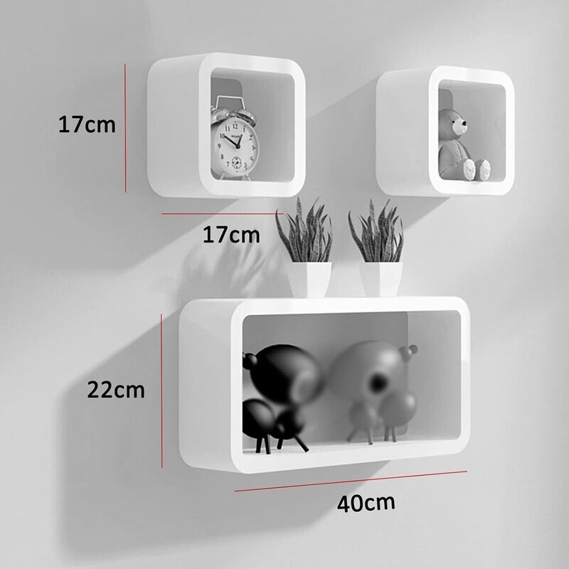 BS مجموعة B&S من 3 رفوف مكعبة عائمة عصرية - Image 2