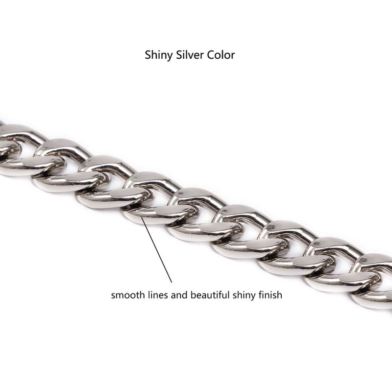Xiazw Medium Size Fabulous Metal Shoulder Crossbody Purse Strap Replacement Bag Chain Accessories (18â€˜â€™, Silver) - Image 3
