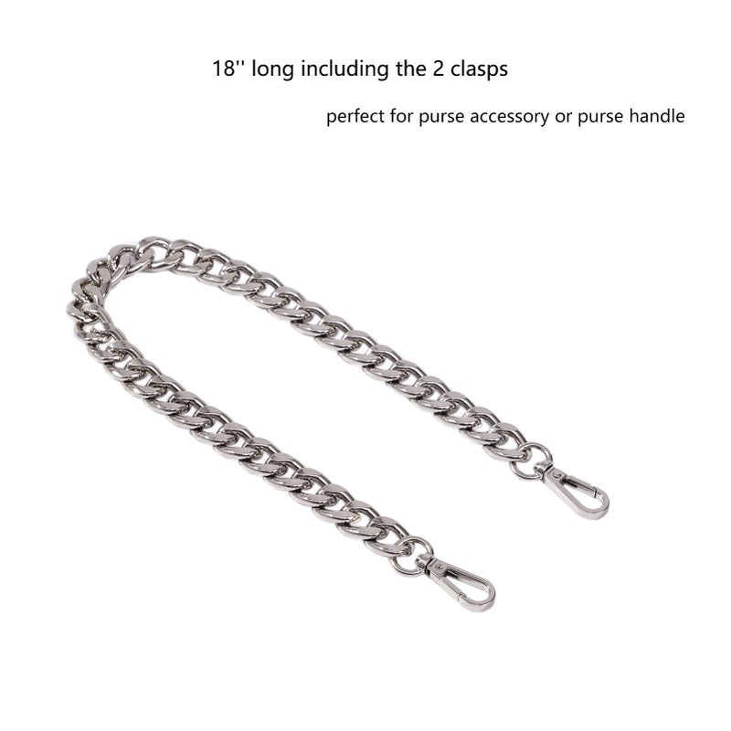 Xiazw Medium Size Fabulous Metal Shoulder Crossbody Purse Strap Replacement Bag Chain Accessories (18â€˜â€™, Silver) - Image 2