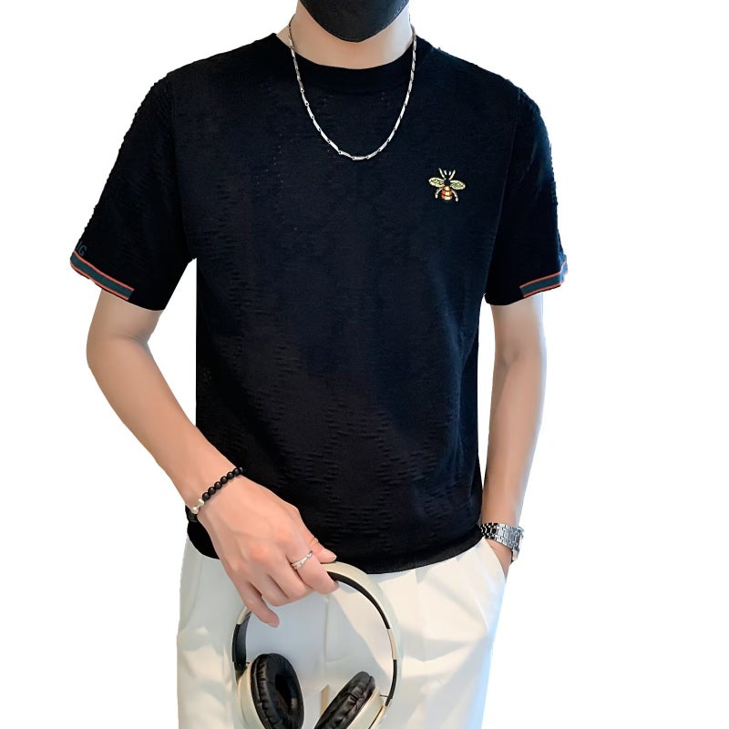 Youth Fashion Trendy Simple Solid Color New Men'S Round Neck Summer Fashion Trendy Brand Short-Sleeved T-Shirt Lazy Standard Trend - Image 3