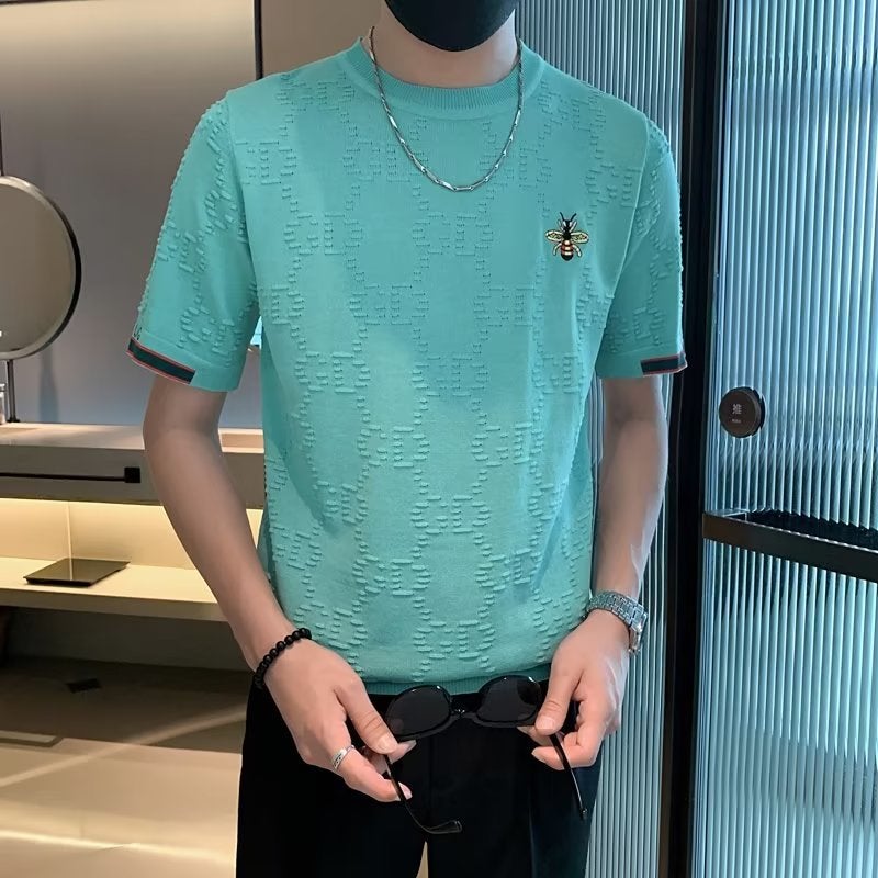 Youth Fashion Trendy Simple Solid Color New Men'S Round Neck Summer Fashion Trendy Brand Short-Sleeved T-Shirt Lazy Standard Trend - Image 5