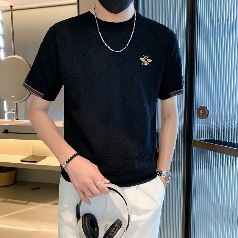 Youth Fashion Trendy Simple Solid Color New Men'S Round Neck Summer Fashion Trendy Brand Short-Sleeved T-Shirt Lazy Standard Trend - Image 2