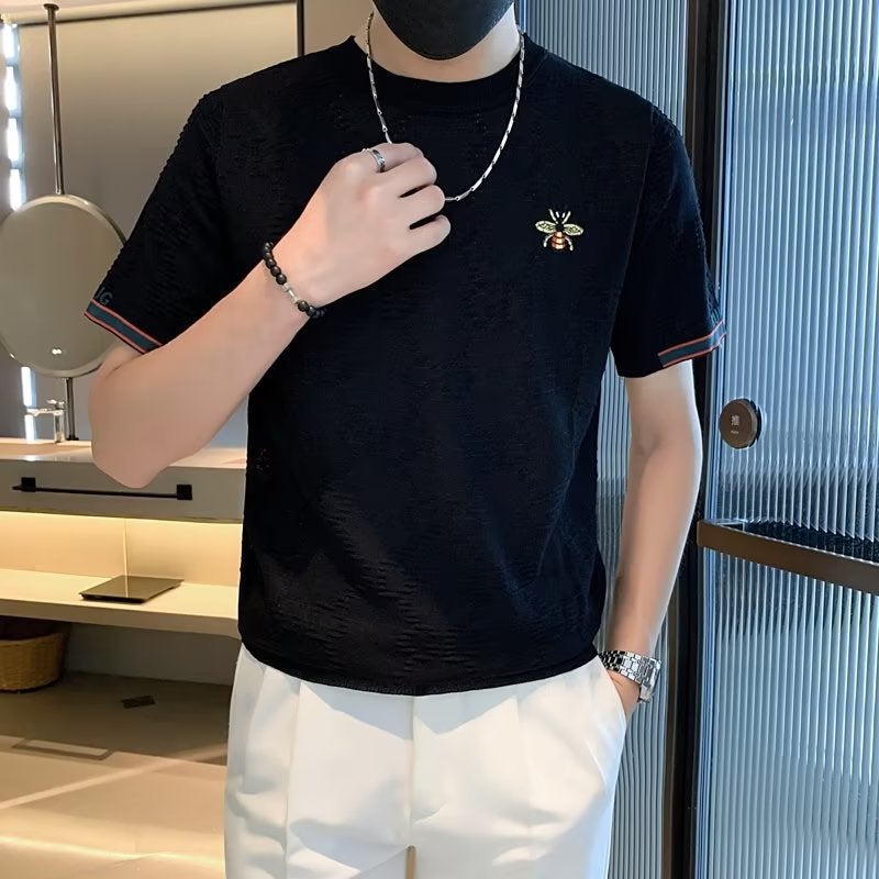 Youth Fashion Trendy Simple Solid Color New Men'S Round Neck Summer Fashion Trendy Brand Short-Sleeved T-Shirt Lazy Standard Trend - Image 1