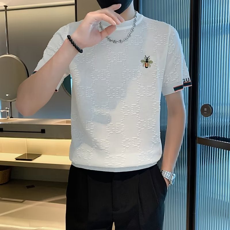 Youth Fashion Trendy Simple Solid Color New Men'S Round Neck Summer Fashion Trendy Brand Short-Sleeved T-Shirt Lazy Standard Trend - Image 4