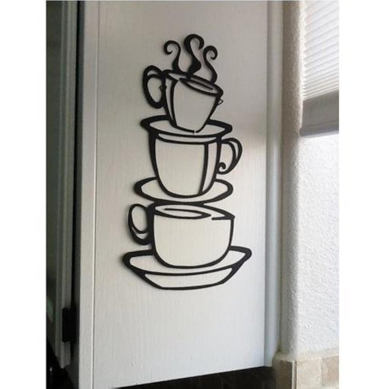 Coffee Cup Double Sided Visual Removable Wall Vinyl Sticker Decals Decor Art Bedroom Design Mural