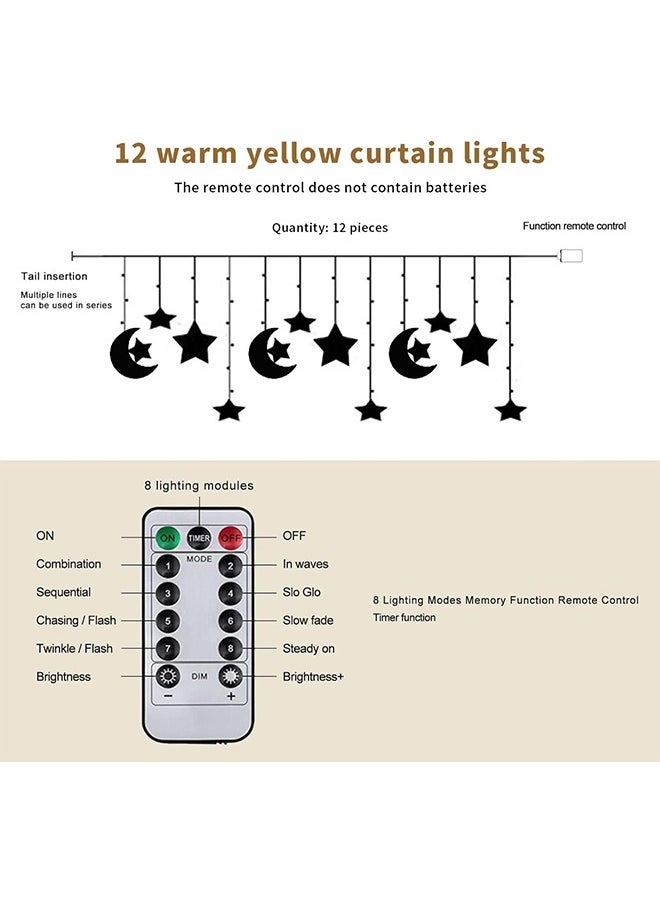 Yoawllty Ramadan Night Lights,Ramadan Lights,Ramadan Decorations for Home, Ramadan Star Moon Decorative Lights for Home Window, Party(12 Lights Strings)  - Image 4