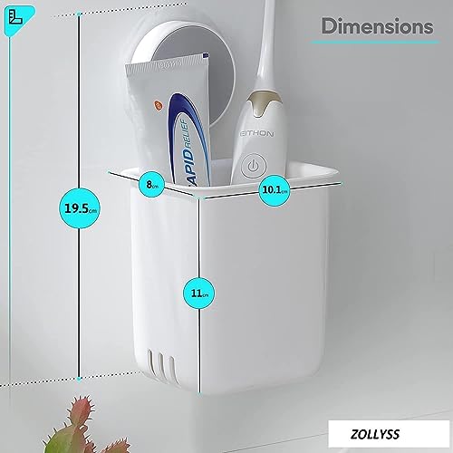 JIALTO Abs Plastic 2 Pcs Toothbrush Holders for Bathroom, Wall-Mounted Brush Holder, Tooth Brushes Holder Stand, Bathroom Organiser and Toothpaste Holder - Washroom Organizer and Brush Stand - Image 2