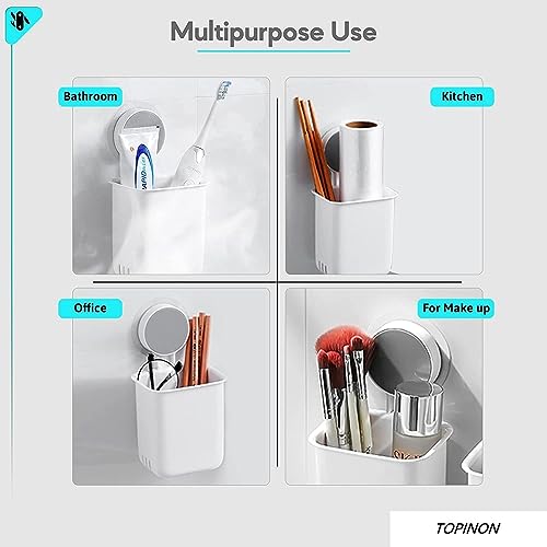 JIALTO Abs Plastic 2 Pcs Toothbrush Holders for Bathroom, Wall-Mounted Brush Holder, Tooth Brushes Holder Stand, Bathroom Organiser and Toothpaste Holder - Washroom Organizer and Brush Stand - Image 5