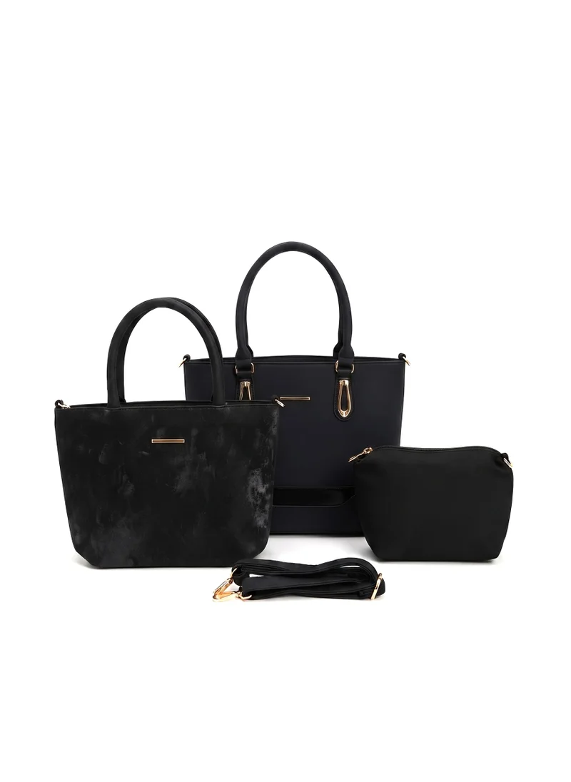 Viny Viny Women's 3-Piece Handbag Set – Faux Leather Everyday Shoulder Bag with Detachable Strap – Apricot, Beige, Black, Blue, Coffee, Nude
