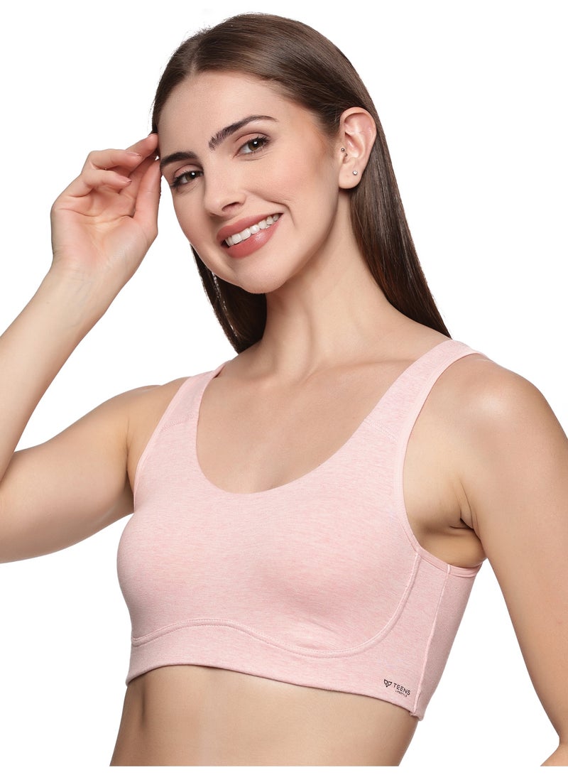 Teens Lifestyle Wirefree Non Padded Super Combed Cotton Elastane Stretch Full Coverage Slip-On Active Bra with Wider Straps - Lounge Bra - Image 2