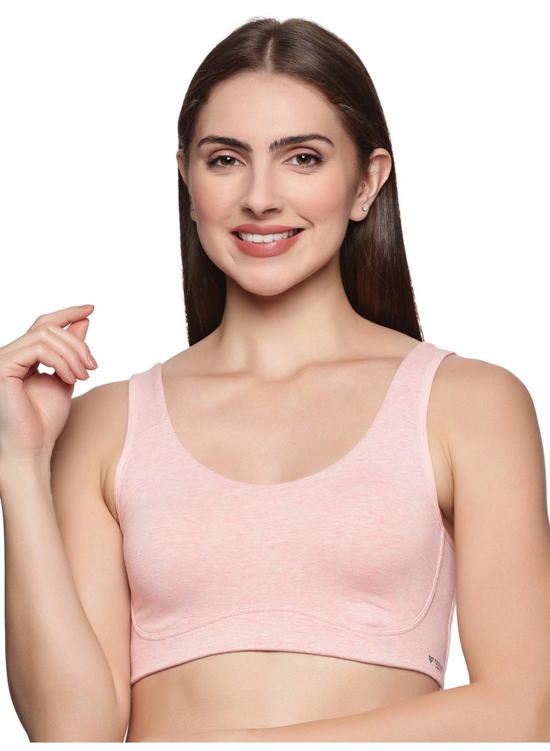 Teens Lifestyle Wirefree Non Padded Super Combed Cotton Elastane Stretch Full Coverage Slip-On Active Bra with Wider Straps - Lounge Bra - Image 1