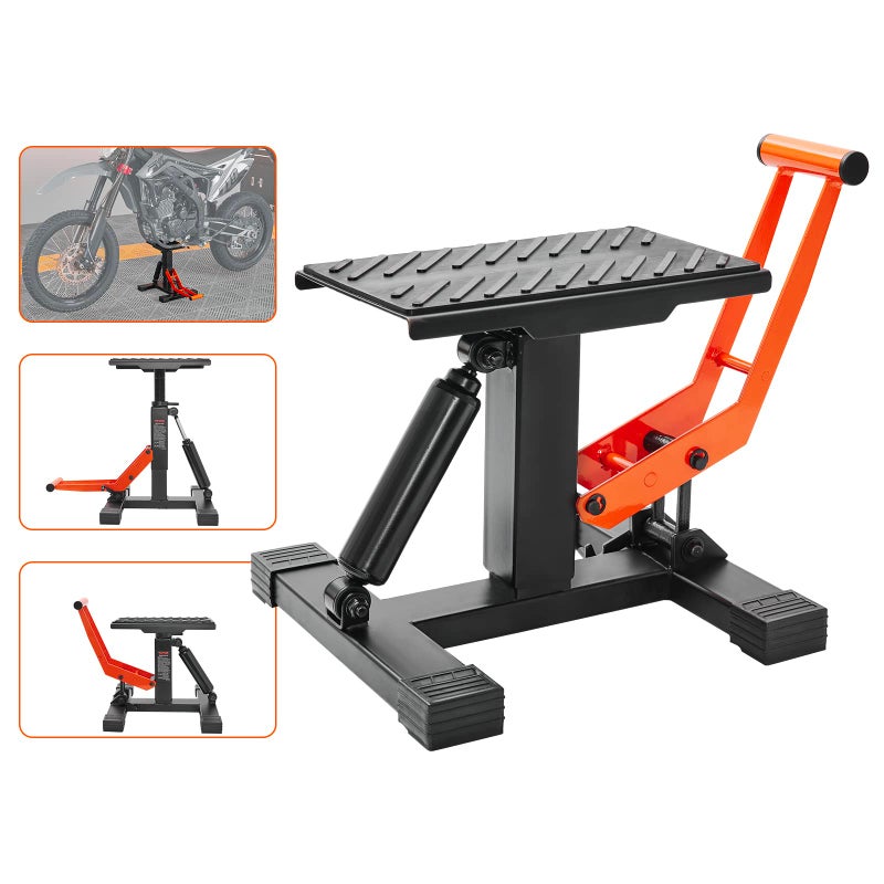 VEVOR Dirt Bike Lift Stand Motorcycle Jack Lift Stand 440 lbs Capacity and Hydraulic Lift Operation Adjustable Height Hoist Table for Dirt Pit Bike Repair Maintenance Dirt Bike Accessories