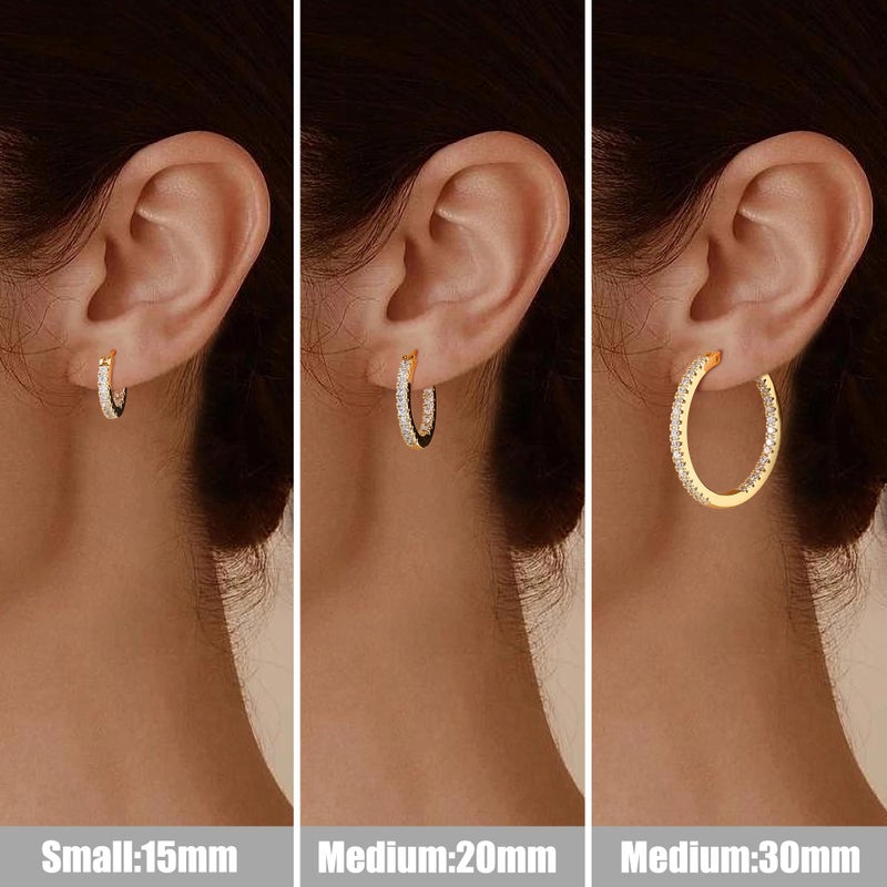 Gacimy 14K Gold Plated Hoop Earrings for Women, 30mm Cubic Zirconia Hoop Earrings with 925 Sterling Silver Post - Image 5