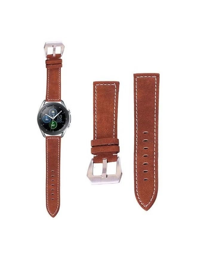 vesus Genuine Leather Replacement Band for Samsung Galaxy Watch 3 45mm Brown
