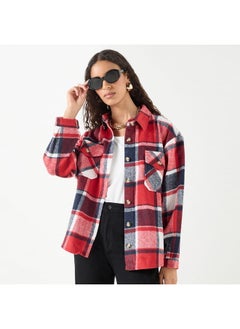 Lee Cooper Lee Cooper Checked Shacket with Long Sleeves and Pockets  - Image 1