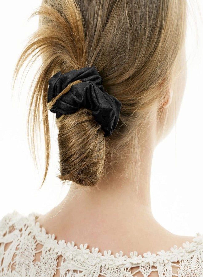 Big Box Satin Hair Scrunchies Silky Elastic Hair Bands Skinny Solid Hair Ties Ropes Ponytail Holder for Women Girls Hair Accessories Decorations (Pack of 12- Black) - Image 3