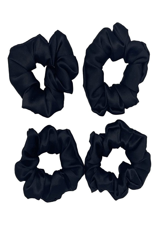 Big Box Satin Hair Scrunchies Silky Elastic Hair Bands Skinny Solid Hair Ties Ropes Ponytail Holder for Women Girls Hair Accessories Decorations (Pack of 12- Black) - Image 2