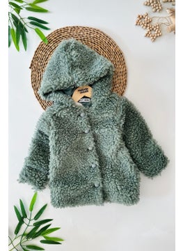 Miniğimin Cicileri My Little Ones (2-5 Years Old) Hooded Girl's Lamb Cardigan - Green  - Image 1