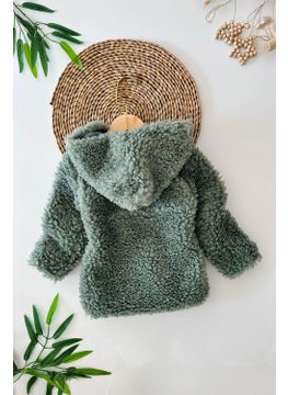 Miniğimin Cicileri My Little Ones (2-5 Years Old) Hooded Girl's Lamb Cardigan - Green  - Image 2