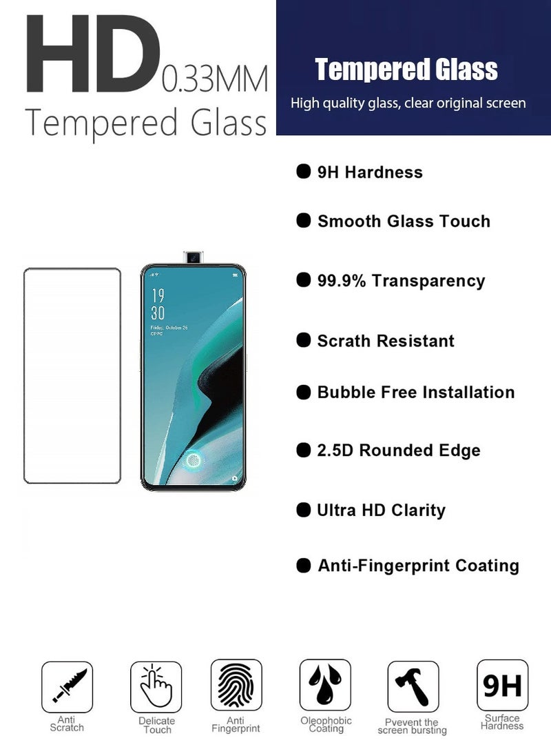 2 Pieces  Tempered Glass Screen Protector Clear Designed For Oppo Reno2 F Full Screen Coverage And Bubble Free