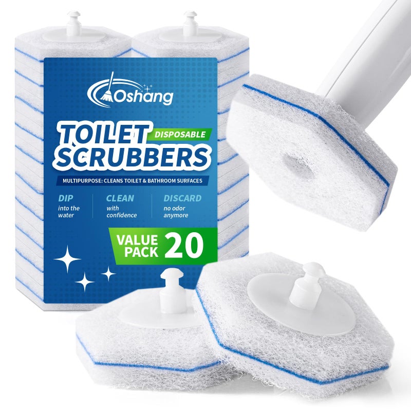 oshang Toilet Brush Refills, Toilet Refill Pads, Disposable Toilet Brush Heads for Toilet and Bathroom Cleaning, Compatible with Clorox Toilet Brush (20 Count) - Image 1