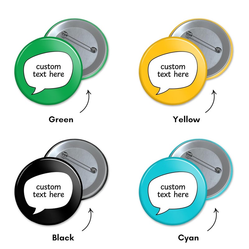 Gogirgit Custom Text Pin Badge - Choose your own colour, theme and wording | 2.28 Inch Round Pin Back Button Badge - Image 2