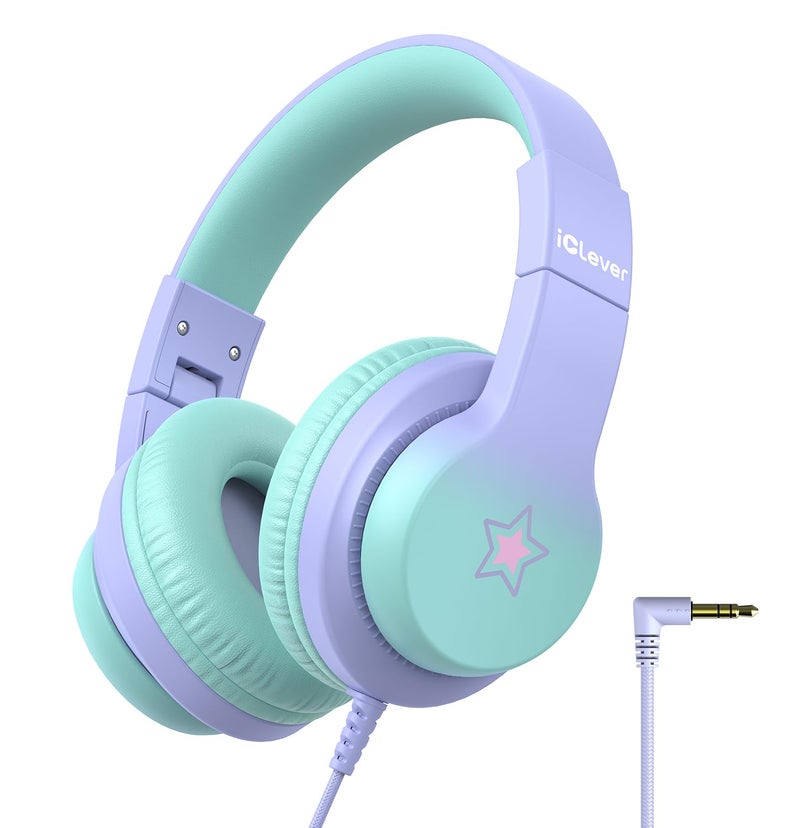 iClever HS19S Kids Headphones, 85dBA Safe Volume Limiter - Over Ear Stereo Headphones for Kids Boys Girls, Foldable 3.5mm Jack Wired Headphone for iPad/Tablet/School/Travel - Image 1