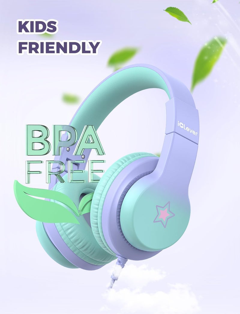 iClever HS19S Kids Headphones, 85dBA Safe Volume Limiter - Over Ear Stereo Headphones for Kids Boys Girls, Foldable 3.5mm Jack Wired Headphone for iPad/Tablet/School/Travel - Image 4