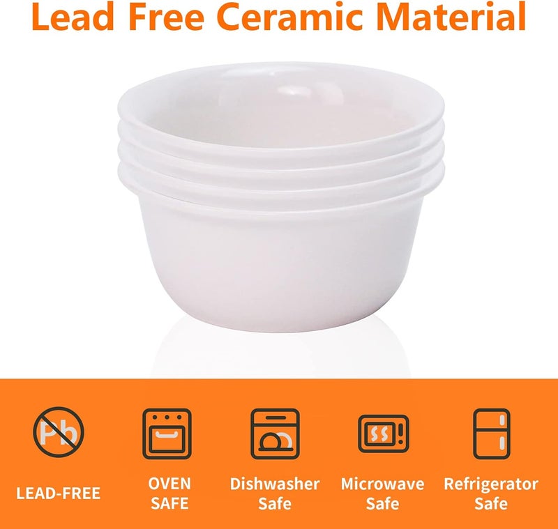 Luvan 4Pcs Fondue Pot Set for Chocolate Butter Cheese, 5oz Butter Warmer for Seafood with 20 Tealight, Ceramic Bowl Oven Microware Dishwasher Safe,Perfect for family dip Fruit,Dessert,Snack - Image 3