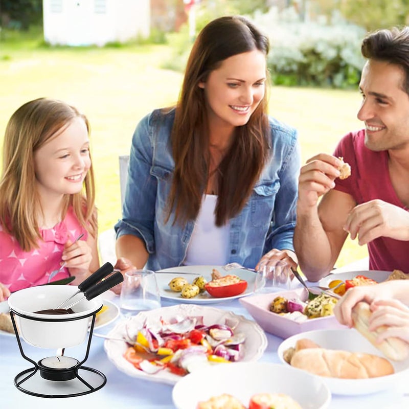 Luvan 4Pcs Fondue Pot Set for Chocolate Butter Cheese, 5oz Butter Warmer for Seafood with 20 Tealight, Ceramic Bowl Oven Microware Dishwasher Safe,Perfect for family dip Fruit,Dessert,Snack - Image 5