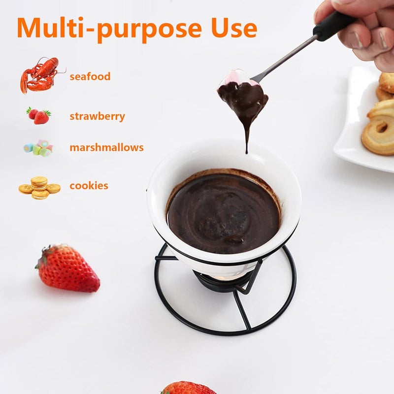 Luvan 4Pcs Fondue Pot Set for Chocolate Butter Cheese, 5oz Butter Warmer for Seafood with 20 Tealight, Ceramic Bowl Oven Microware Dishwasher Safe,Perfect for family dip Fruit,Dessert,Snack - Image 4