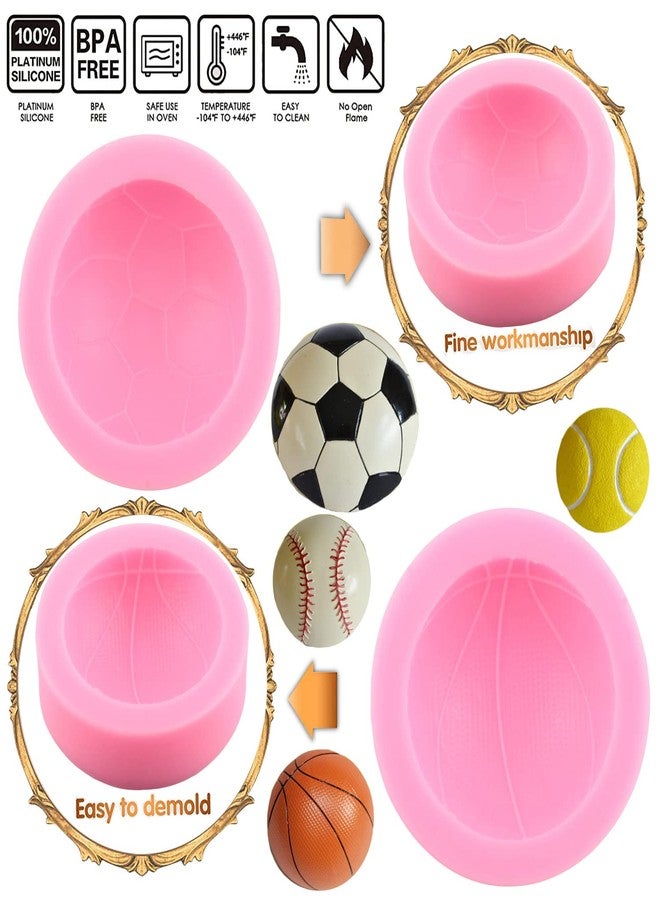 Mujiang Football Silicone Mold Baseball Basketball Tennis Fondant Molds For Cake Decoration Cupcake Topper Sugar Candy Clay Chocolate Gum Paste Set Of 4 - Image 2