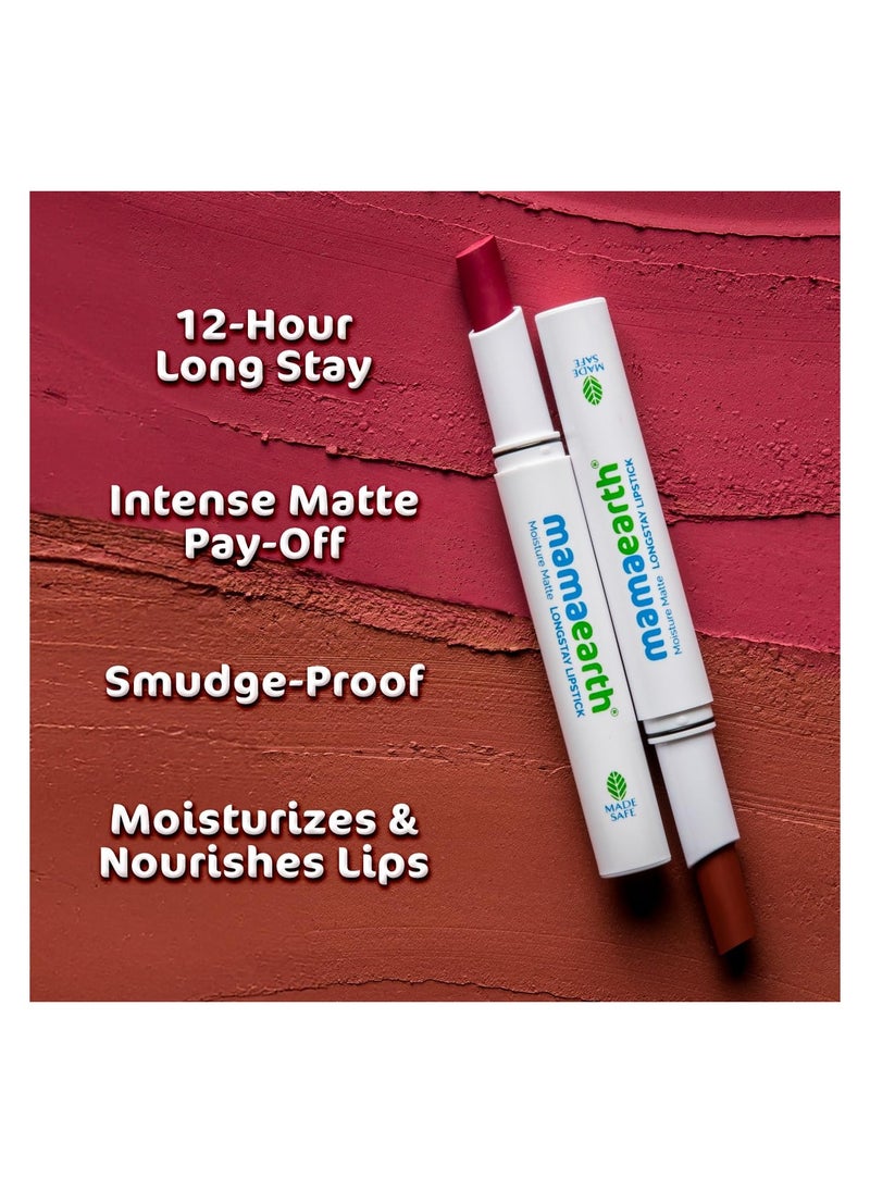 Mamaearth - Mamaearth Moisture Matte Longstay Lipstick - Raspberry Scarlet, 2 gm - Image 1