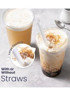 Generic 50-Pack 12-Ounce Disposable Plastic Strawless Cups with Lids Eco-Friendly for Iced Coffee, Smoothies, Sodas, and Cafe Essentials  - Image 2