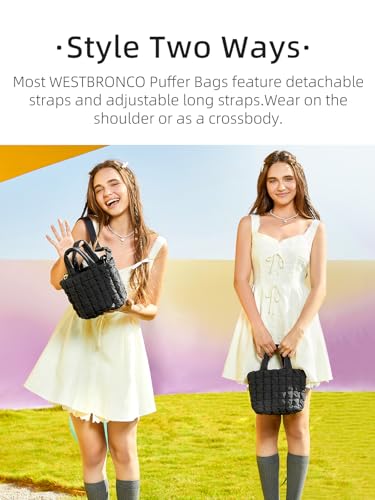 WESTBRONCO Mini Puffer Crossbody Bags for Women, Small Puffy Quilted Purse Nylon Shoulder Handbag with Adjustable Strap - Image 2