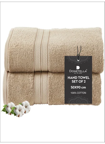 Donetella Premium 100 % Combed Cotton 2-Pcs Hand Towel Set (50 X 90 CM) 600 GSM Super Soft Hand Towel, Highly Absorbent, Quick Dry,Best Towel for Bathroom, Spa And Hotel,White