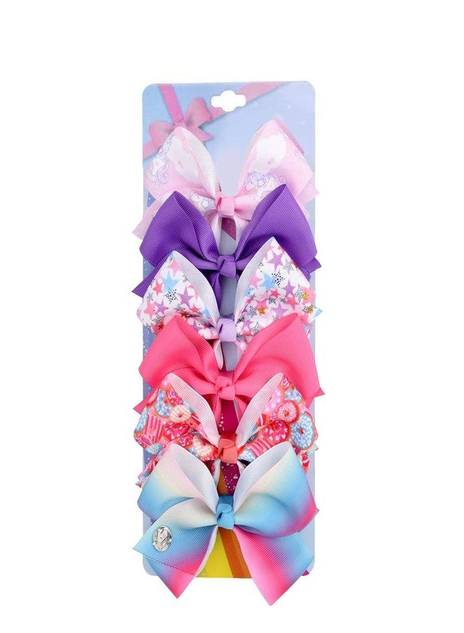 JCSMARTEC [6Pack/Set] 4.7 Inch Sparkle Mermaid Rainbow Colorful Hair Bows Clips Grosgrain Ribbon Alligator Accessories (Model-8) - Image 2