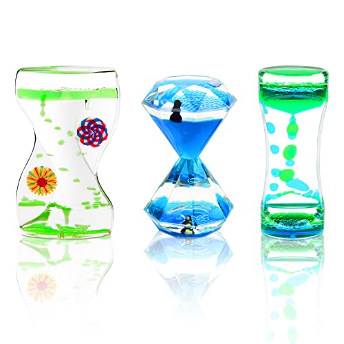 Coitak Liquid Motion Bubbler Timer for Sensory Play Fidget Toy Desk Top 3 Pack Assorted Colors Style2 - Image 1