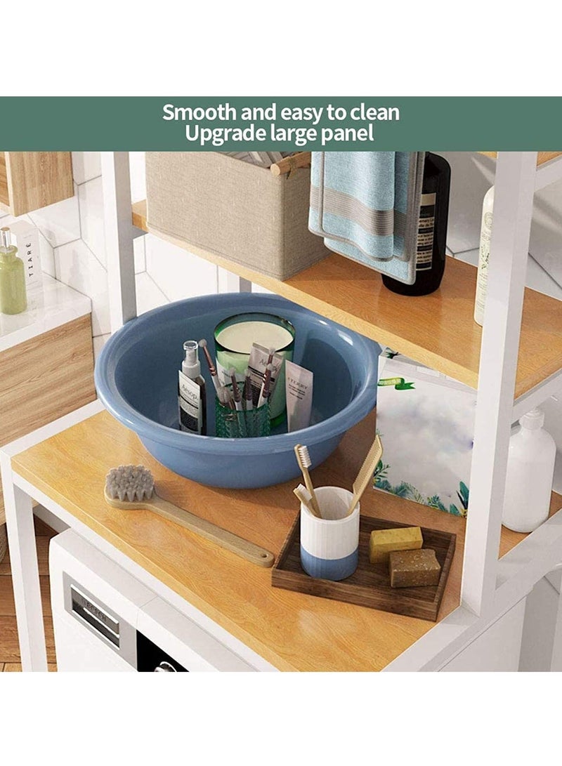 والالا رف غسالة أسطوانة المرحاض بثلاثة أرفف، منظم تخزين ملحقات حامل زاوية الحمام، رف تخزين قائم بذاته للمكتب المنزلي لتوفير المساحة مع رف مناشف - Image 3