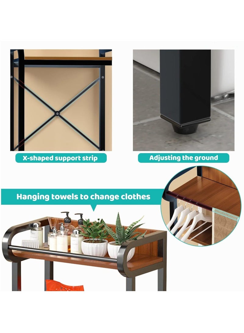 والالا رف غسالة أسطوانة المرحاض بثلاثة أرفف، منظم تخزين ملحقات حامل زاوية الحمام، رف تخزين قائم بذاته للمكتب المنزلي لتوفير المساحة مع رف مناشف - Image 5