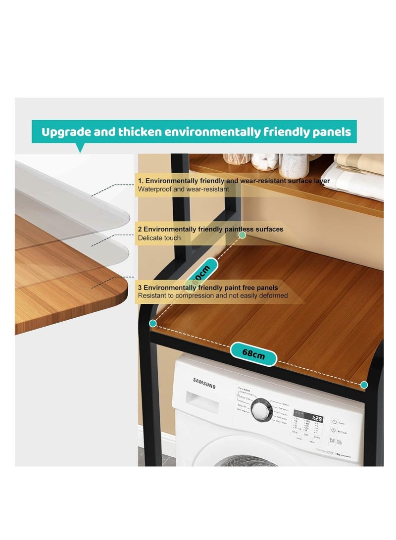 والالا رف غسالة أسطوانة المرحاض بثلاثة أرفف، منظم تخزين ملحقات حامل زاوية الحمام، رف تخزين قائم بذاته للمكتب المنزلي لتوفير المساحة مع رف مناشف - Image 2