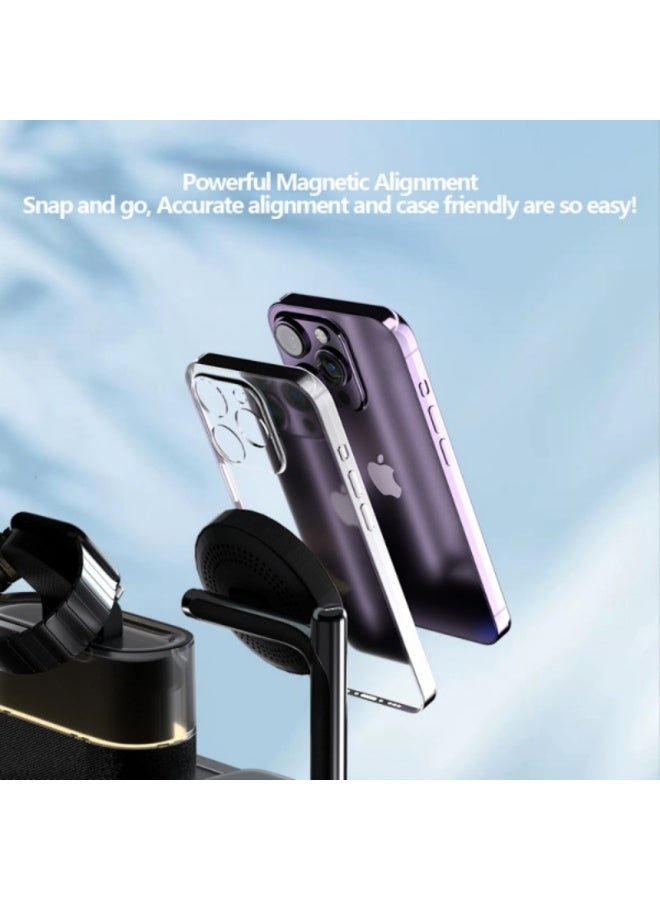 Domars 5 in 1 Wireless Charging Station, 23W Wireless Charger with Alarm Clock Night Light for Multiple Devices, Magnetic Charger Stand for iPhone 17/16/15/14/13 Series and AirPods, Apple Watch Series, Black - Image 3