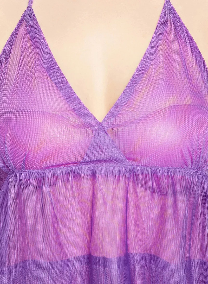 Clovia Ruffle Mesh Babydoll