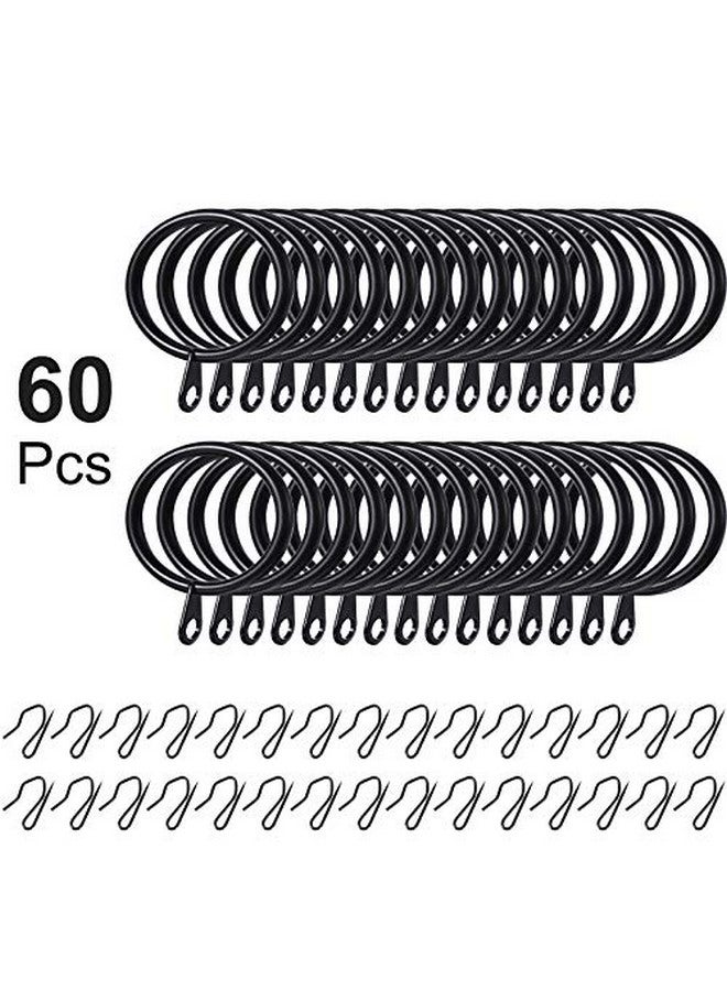Hotop Hotop 30 Pieces Metal Drapery Curtain Rings and 30 Pieces Hanging Metal Curtain Drapery Pin Hooks for Window Door Shower(32 mm,Black)  - Image 2