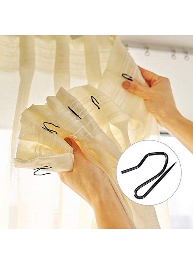 Hotop Hotop 30 Pieces Metal Drapery Curtain Rings and 30 Pieces Hanging Metal Curtain Drapery Pin Hooks for Window Door Shower(32 mm,Black)  - Image 3