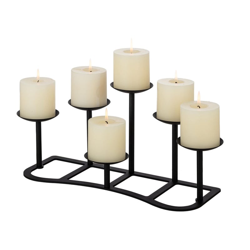 DIY 6 Fireplace Candelabra Candle Holder for Flameless or Wax Pillar Candle  Black Matte Branch Candle Display Stand for Table Centerpieces Wedding Party
