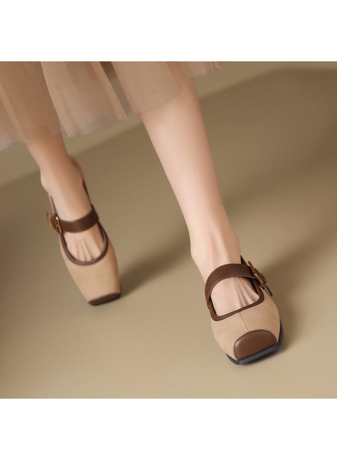 ZHR One-strap Square Toe Flat Ballet Flats For Women, Elegant Shallow Cut Mary Jane Shoes, Summer Women's Single Shoes - Image 2