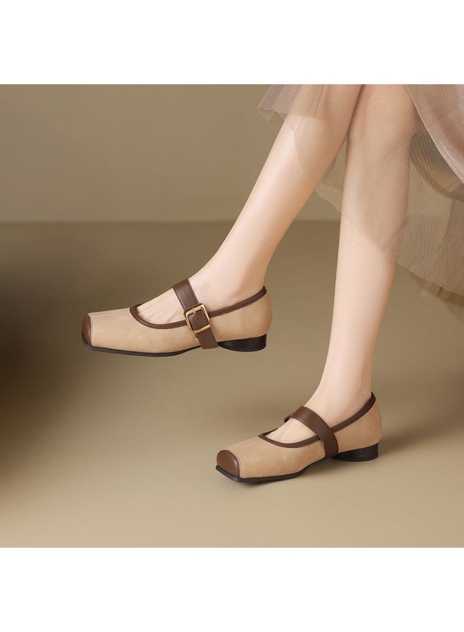ZHR One-strap Square Toe Flat Ballet Flats For Women, Elegant Shallow Cut Mary Jane Shoes, Summer Women's Single Shoes - Image 3