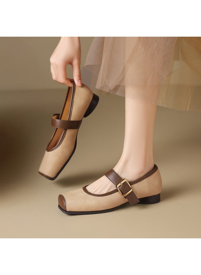 ZHR One-strap Square Toe Flat Ballet Flats For Women, Elegant Shallow Cut Mary Jane Shoes, Summer Women's Single Shoes - Image 4